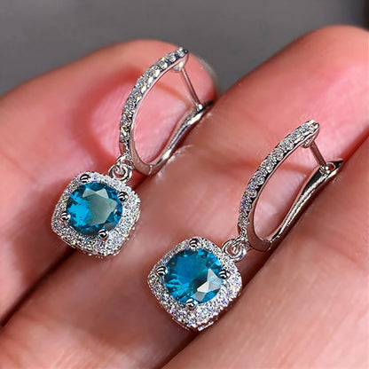 Huitan Trendy Square Drop Earrings – Elegant Bridal & Wedding Dangle Jewelry for Women