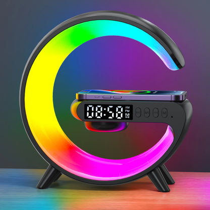 AuraCharge Station™ — 6-in-1 Wireless Charger with Speaker & RGB Night Light