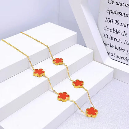 BloomFlip™ Reversible 5-Petal Flower Jewelry Set – Stainless Steel Necklace, Bracelet & Earrings (2-in-1 Wear)