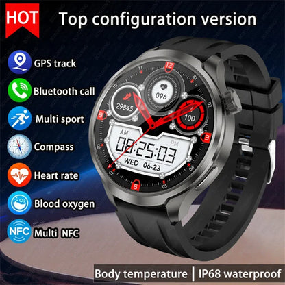 1.85" AMOLED GPS Smartwatch for Men – Outdoor Waterproof Sports Watch with NFC, Bluetooth Calls & Health Tracking