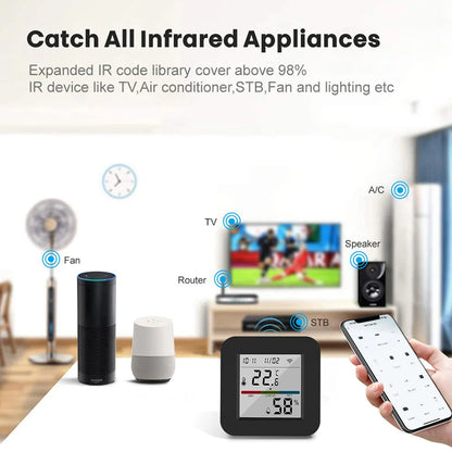 SmartIR Sense™ — Tuya Universal Remote with Temp & Humidity Sensor (Alexa/Google Compatible)
