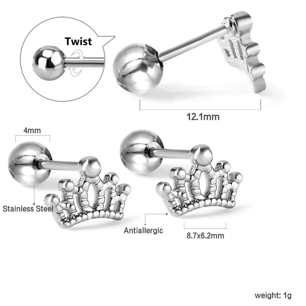 LUXUSTEEL Mini Cute Stud Earrings – Stainless Steel Heart, Butterfly, Rabbit Designs for Women & Girls | Helix & Cartilage Piercing Jewelry