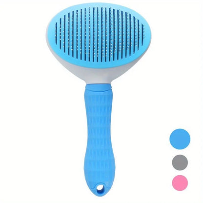 One-Click Pet Hair Removal Comb – Effortless Grooming for Dogs & Cats | Self-Cleaning Slicker Brush