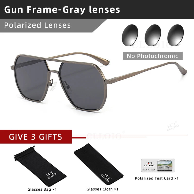 CLLOIO™ Anti-Glare Photochromic Polarized Driving Sunglasses – Day & Night Vision | Aluminum Alloy Frame | UV400 Protection