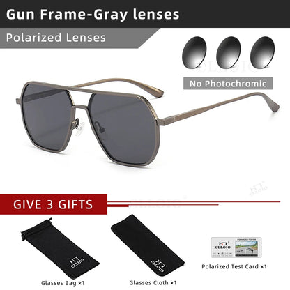 CLLOIO™ Anti-Glare Photochromic Polarized Driving Sunglasses – Day & Night Vision | Aluminum Alloy Frame | UV400 Protection
