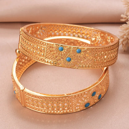 Ethiopian Gold Color Wedding Bangles – African & Middle Eastern Bridal Jewelry for Women
