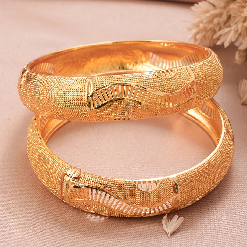 Ethiopian Gold Color Wedding Bangles – African & Middle Eastern Bridal Jewelry for Women