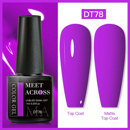 MEET ACROSS Neon Fluorescent UV Gel Nail Polish – 7ml Summer Bright Semi-Permanent Varnish for Bold Nail Art