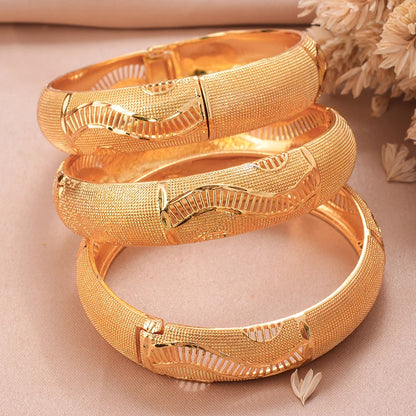 Ethiopian Gold Color Wedding Bangles – African & Middle Eastern Bridal Jewelry for Women