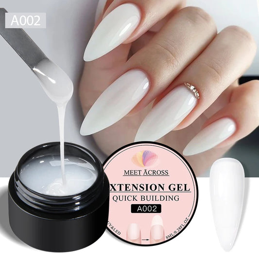 MEET ACROSS™ 8ml Milky White Builder Extension Gel – Quick Cure UV/LED Soak-Off Nail Art Polish