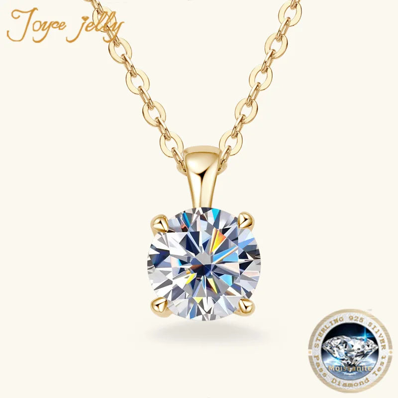 JoyceJelly™ 1ct Moissanite Pendant Necklace | Classic 4-Prong Luxury Fine Jewelry