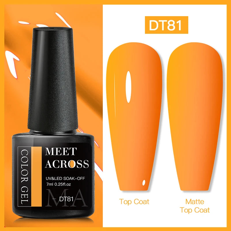 MEET ACROSS Neon Fluorescent UV Gel Nail Polish – 7ml Summer Bright Semi-Permanent Varnish for Bold Nail Art