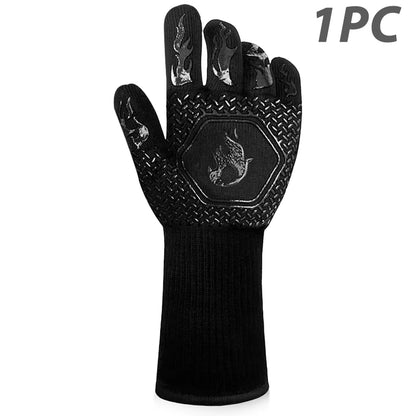 1PC / 1 Pair Heat-Resistant Silicone Oven Gloves – Fireproof, Non-Slip, and Built for BBQ, Grilling & Baking