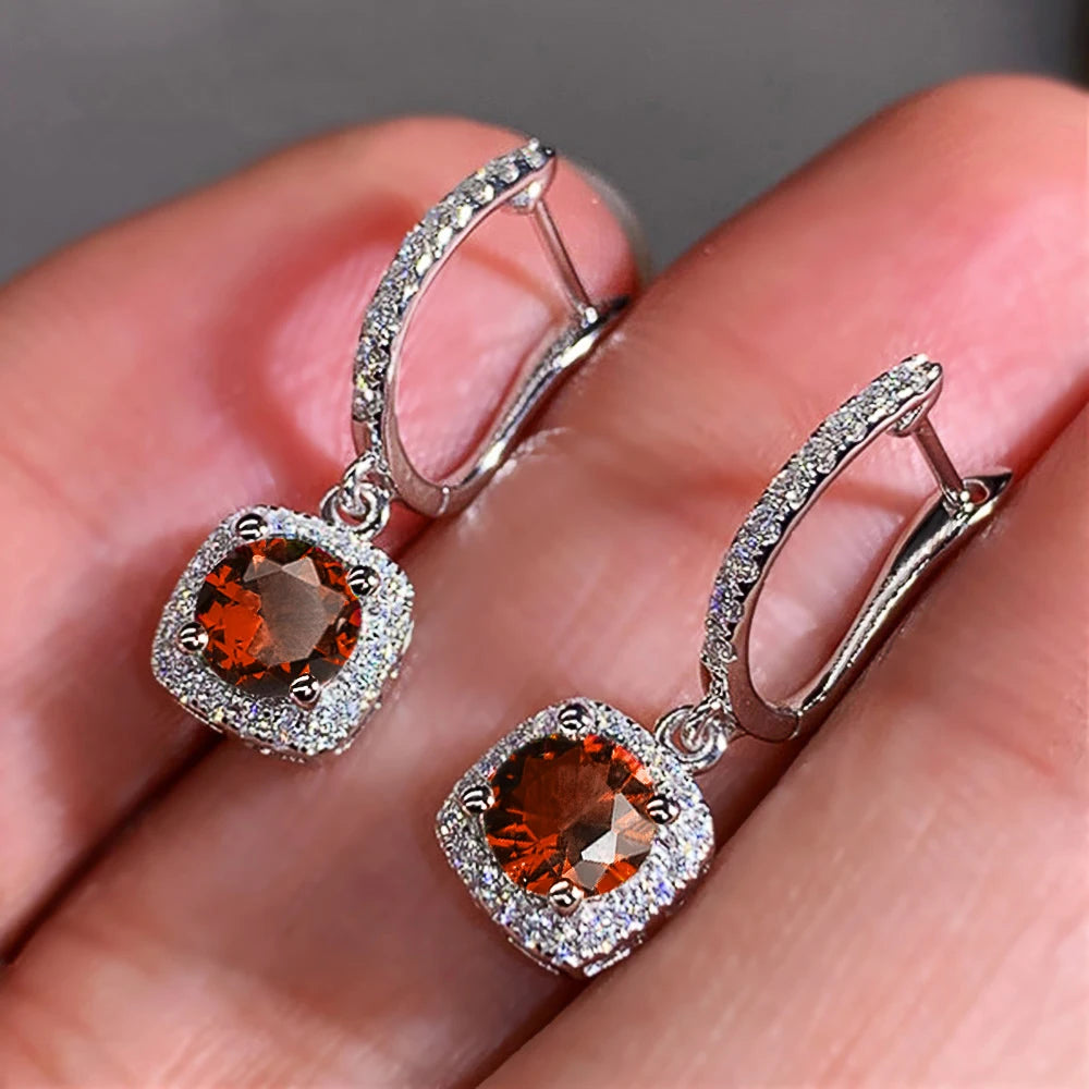 Huitan Trendy Square Drop Earrings – Elegant Bridal & Wedding Dangle Jewelry for Women