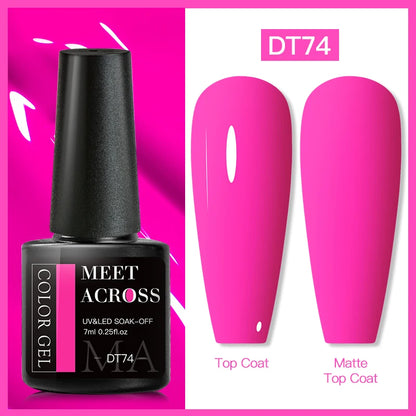 MEET ACROSS Neon Fluorescent UV Gel Nail Polish – 7ml Summer Bright Semi-Permanent Varnish for Bold Nail Art
