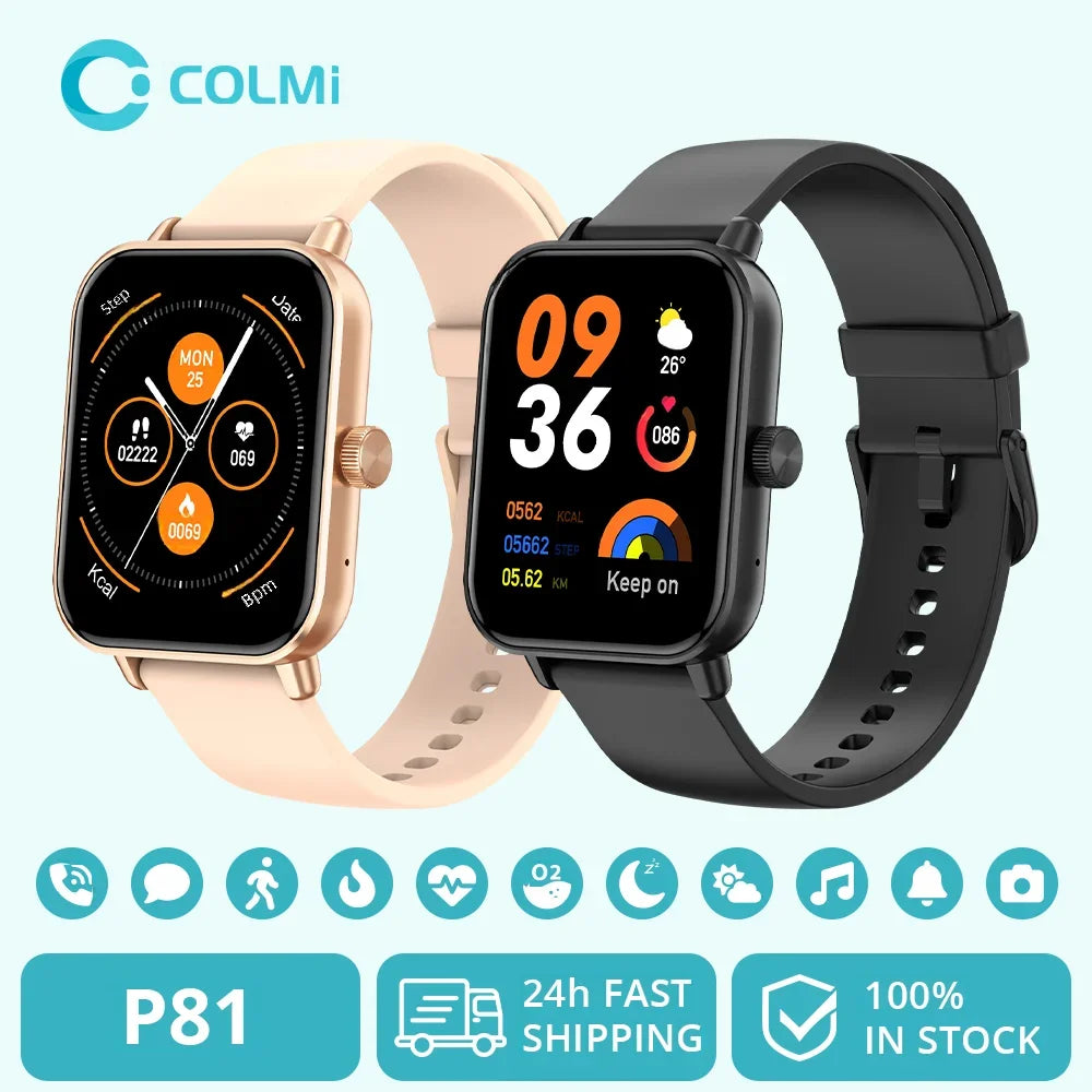 COLMI P81™ Smartwatch – 1.9” Ultra Display | Bluetooth Voice Calling, 100+ Sports Modes, 24/7 Health Monitor