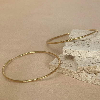 Bold Elegance: 12–70mm Stainless Steel Minimalist Gold Hoop Earrings for Women