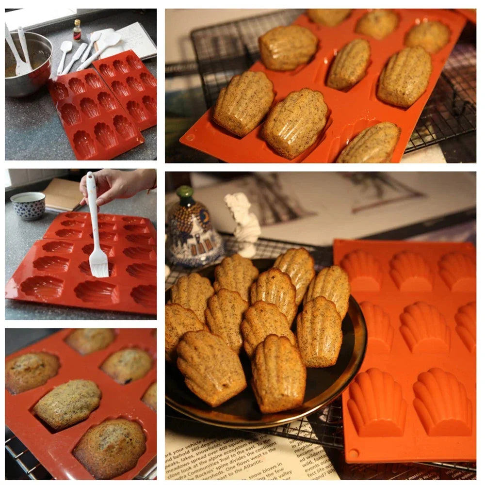 BakeShell™ — Nonstick Silicone Madeleine Cookie Mold (9-Cavity)