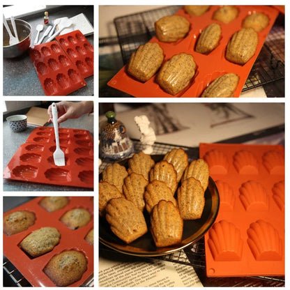 BakeShell™ — Nonstick Silicone Madeleine Cookie Mold (9-Cavity)