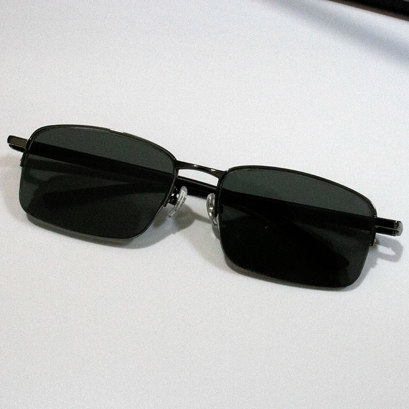 Shatar™ Retro Half-Frame Sunglasses – Vintage Metal Style UV Sunshade Eyewear for Men