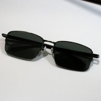 Shatar™ Retro Half-Frame Sunglasses – Vintage Metal Style UV Sunshade Eyewear for Men