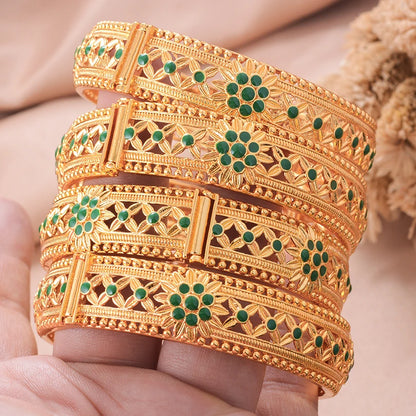 Ethiopian Gold Color Wedding Bangles – African & Middle Eastern Bridal Jewelry for Women