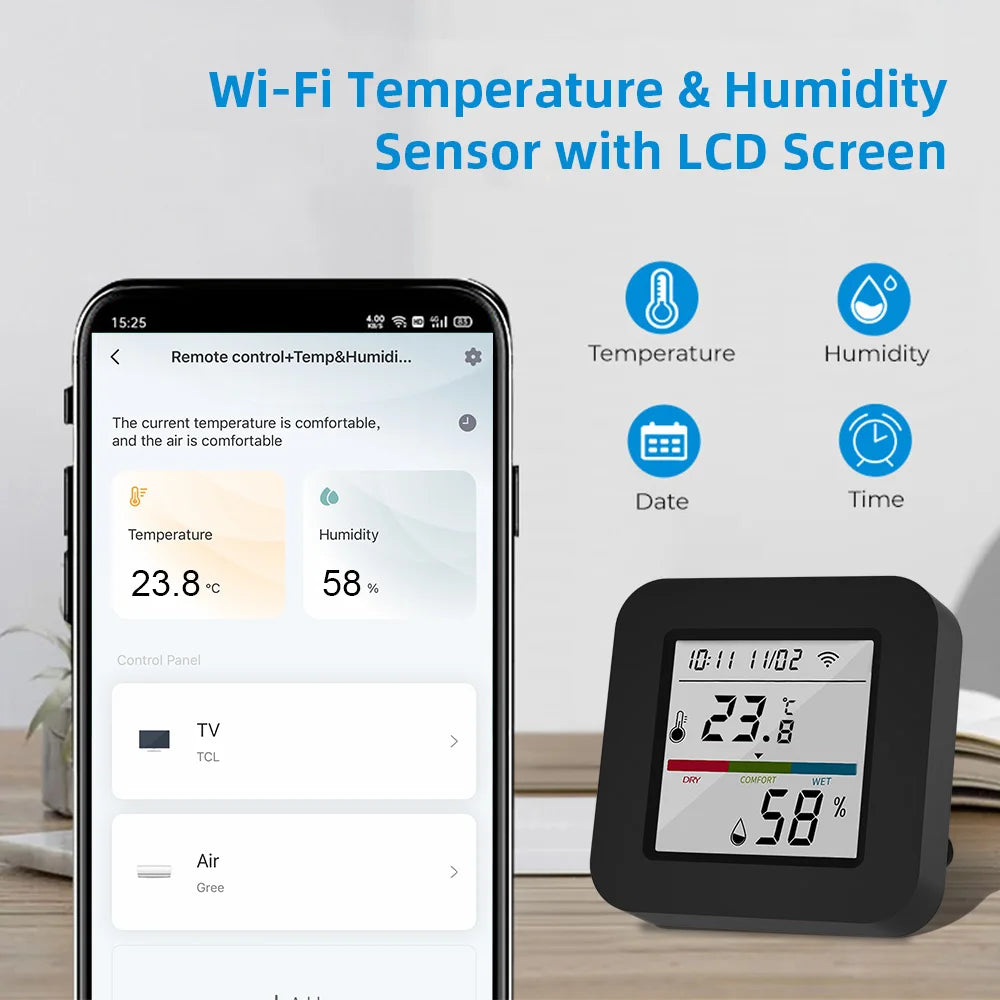 SmartIR Sense™ — Tuya Universal Remote with Temp & Humidity Sensor (Alexa/Google Compatible)