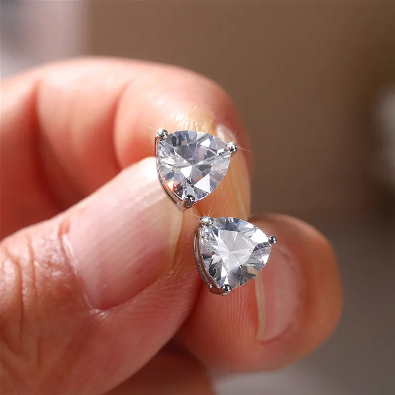 CAOSHI Elegant Oval-Cut CZ Stud Earrings – Simple Shiny Crystal Jewelry for Women | Timeless & Versatile Accessories