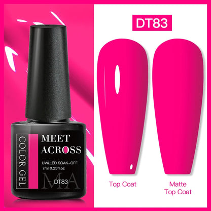 MEET ACROSS Neon Fluorescent UV Gel Nail Polish – 7ml Summer Bright Semi-Permanent Varnish for Bold Nail Art
