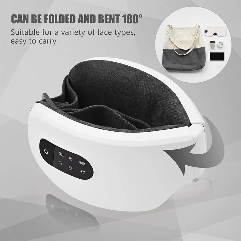 LuxRelief™ 4D Smart Eye Massager – Hot Compress, Vibration, Bluetooth Music & Airbag Therapy