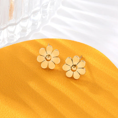 daisy jewelry set waterproof stainless steel jewelry fashion gift set floral accessories hypoallergenic jewelry for women GANEMLY necklace bracelet earring ring