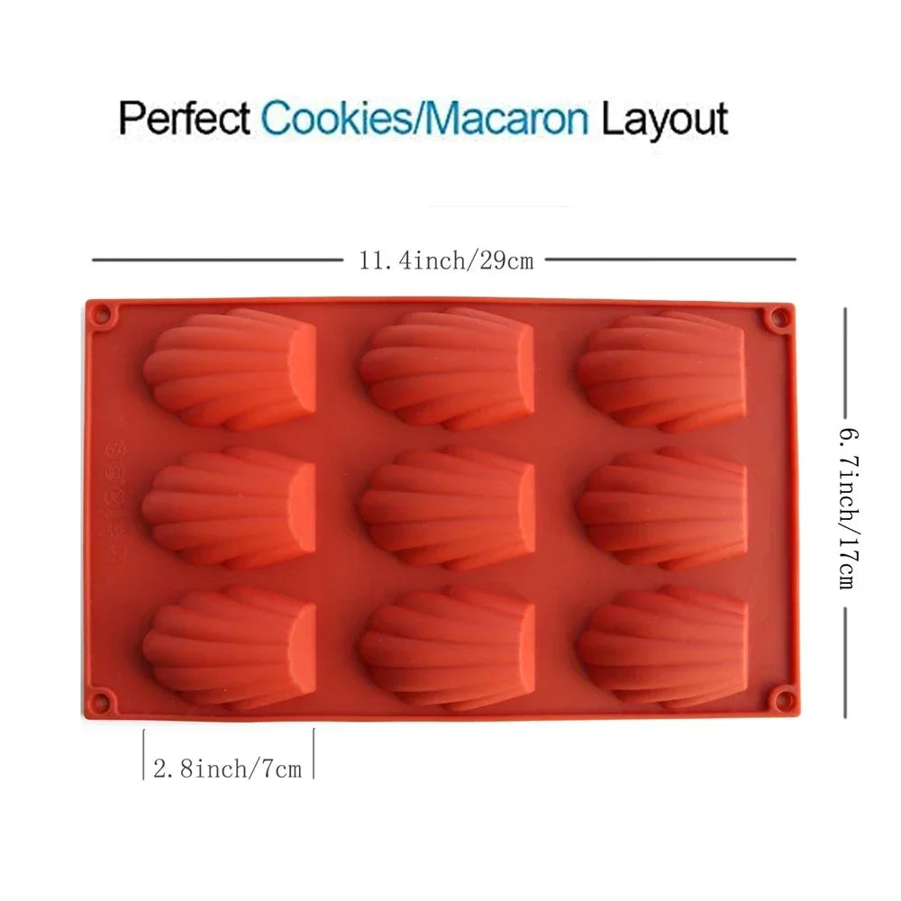 BakeShell™ — Nonstick Silicone Madeleine Cookie Mold (9-Cavity)