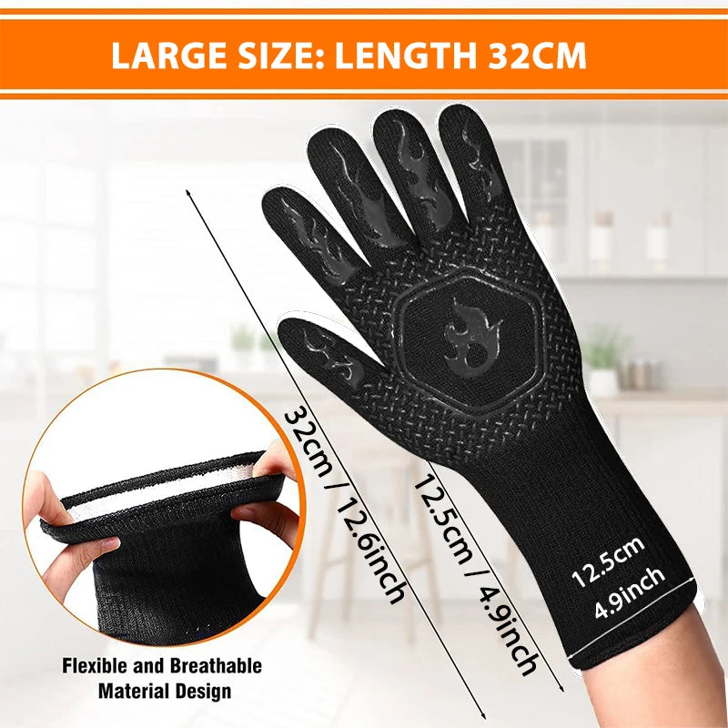 1PC / 1 Pair Heat-Resistant Silicone Oven Gloves – Fireproof, Non-Slip, and Built for BBQ, Grilling & Baking
