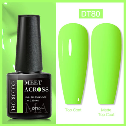 MEET ACROSS Neon Fluorescent UV Gel Nail Polish – 7ml Summer Bright Semi-Permanent Varnish for Bold Nail Art