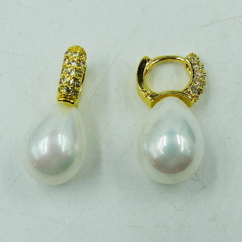 Stunning Sea Shell Pearl Earrings – 12x16mm AAA Grade | Elegant Gift for Girls & Women