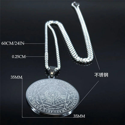 Seven Archangels Amulet Necklace | Seal of Solomon Protection Pendant for Men
