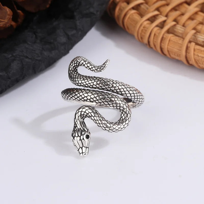SilverSerpent™ Adjustable Snake Ring – 925 Sterling Luxury Jewelry