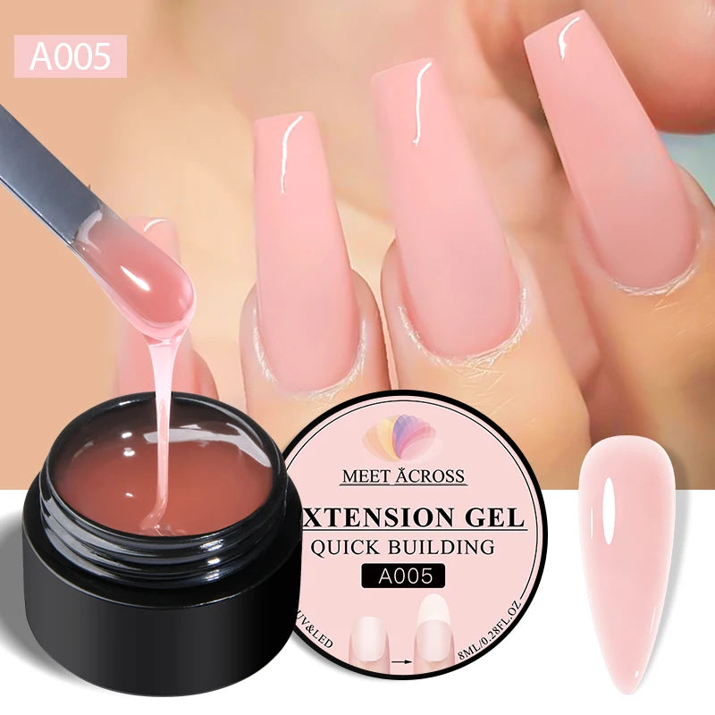 MEET ACROSS™ 8ml Milky White Builder Extension Gel – Quick Cure UV/LED Soak-Off Nail Art Polish