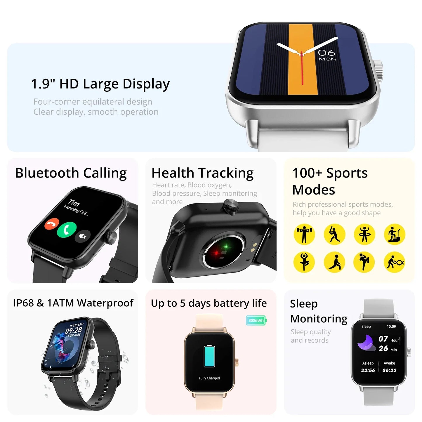 COLMI P81™ Smartwatch – 1.9” Ultra Display | Bluetooth Voice Calling, 100+ Sports Modes, 24/7 Health Monitor