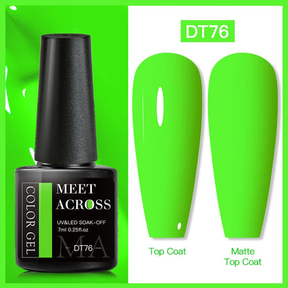 MEET ACROSS Neon Fluorescent UV Gel Nail Polish – 7ml Summer Bright Semi-Permanent Varnish for Bold Nail Art