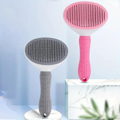 One-Click Pet Hair Removal Comb – Effortless Grooming for Dogs & Cats | Self-Cleaning Slicker Brush