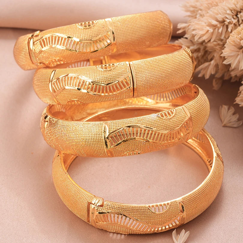Ethiopian Gold Color Wedding Bangles – African & Middle Eastern Bridal Jewelry for Women
