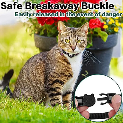 Reflective Breakaway Cat Collar with AirTag Holder & Bell – Safe, Stylish, and Smart Tracking