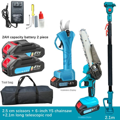TreeReach Pro™ — 6-Inch Cordless Telescopic Pole Chainsaw (2.1M Adjustable)