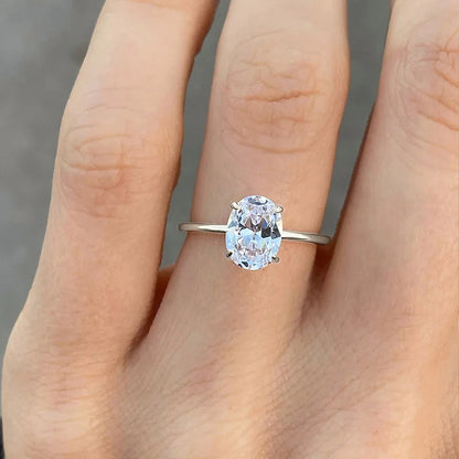 ZircoShine™ 925 Sterling Silver Oval-Cut Zircon Ring – 1–8CT Sparkling Engagement & Wedding Band | Luxury Fine Jewelry for Women