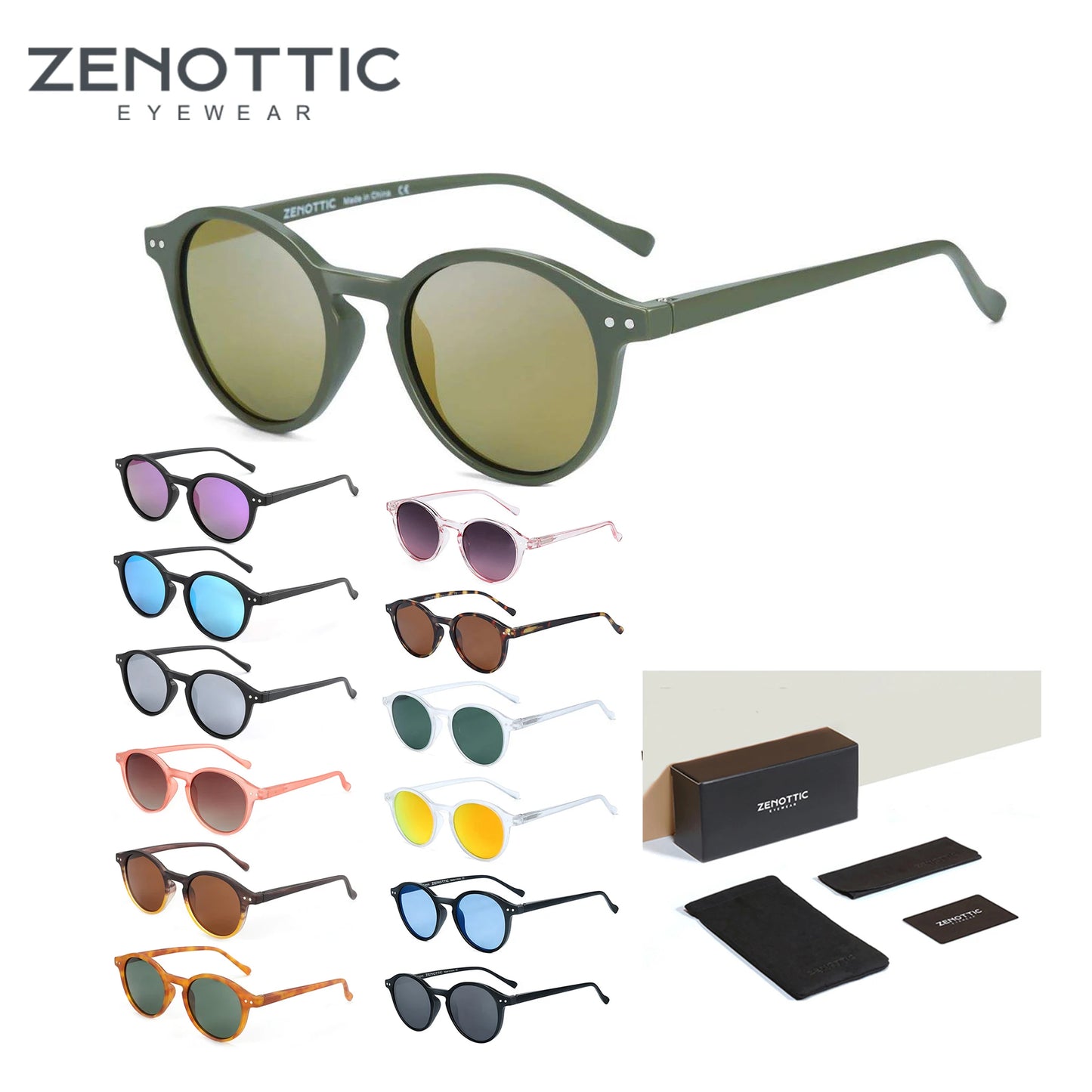 ZENOTTIC™ Retro Polarized Sunglasses – Unisex Small Round Vintage Frame UV400 Goggles (2023–2024 Edition)