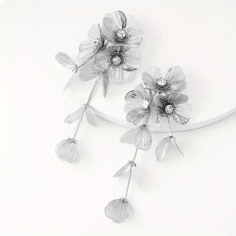 Best Lady™ 3-Piece Vintage Floral Rhinestone Jewelry Set – Handmade Party Statement Necklace, Earrings & Ring