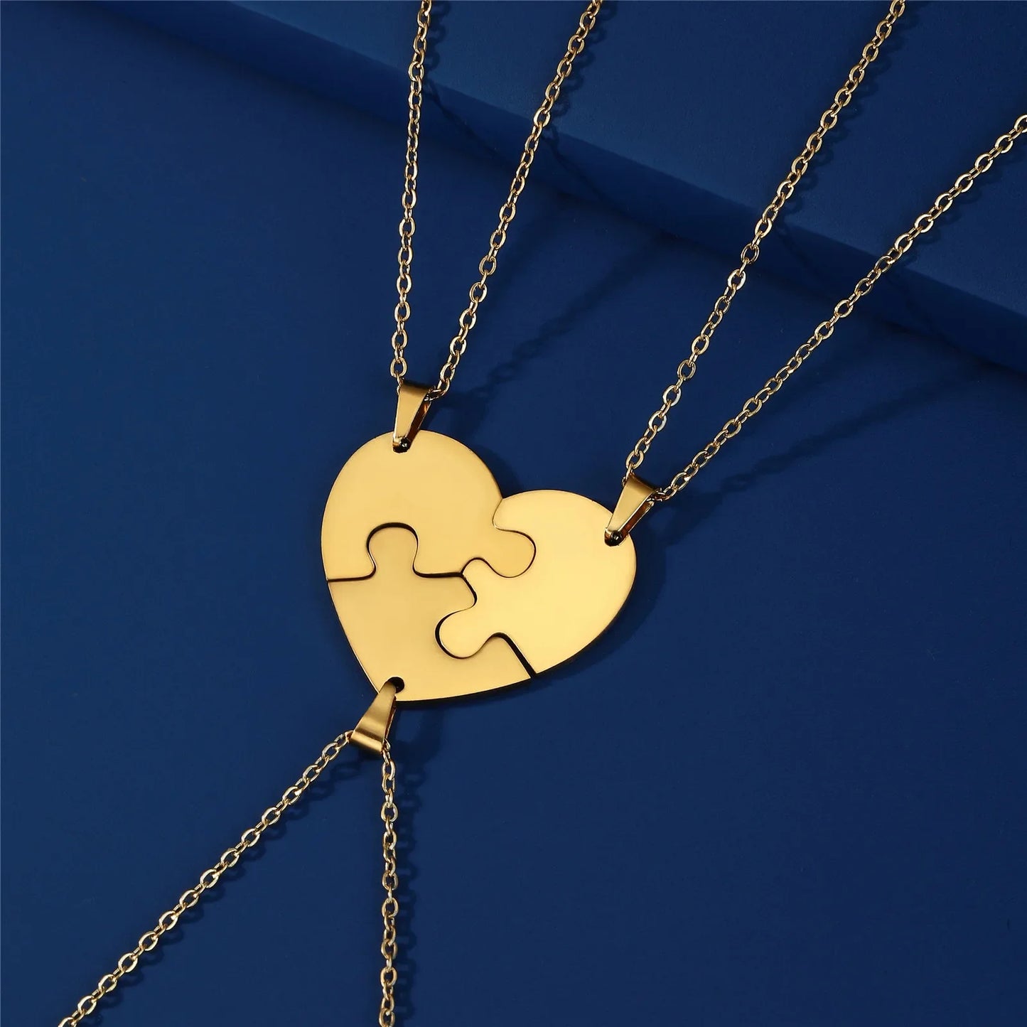 Dreamtimes Love Heart Puzzle Pendant Necklace 2/3/4/5/6 Pieces Stainless Steel Women Men Jewelry Lover Family Friends Gifts