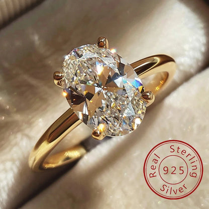 ZircoShine™ 925 Sterling Silver Oval-Cut Zircon Ring – 1–8CT Sparkling Engagement & Wedding Band | Luxury Fine Jewelry for Women