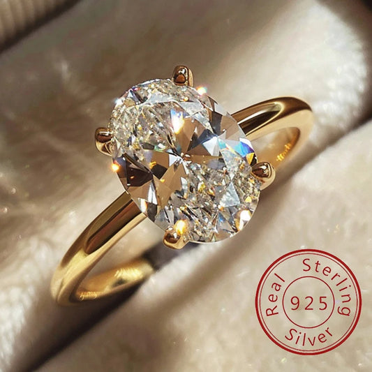 ZircoShine™ 925 Sterling Silver Oval-Cut Zircon Ring – 1–8CT Sparkling Engagement & Wedding Band | Luxury Fine Jewelry for Women
